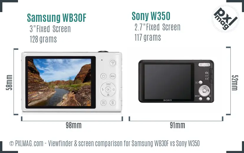 Samsung WB30F vs Sony W350 Screen and Viewfinder comparison