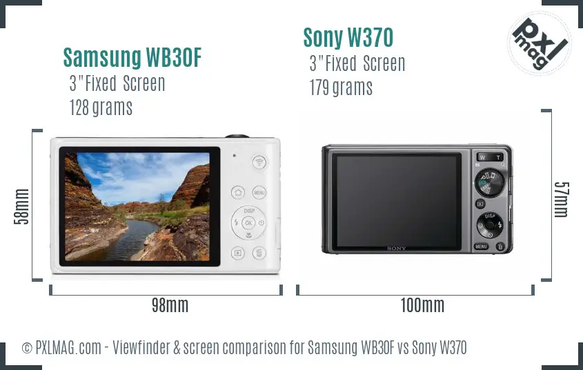 Samsung WB30F vs Sony W370 Screen and Viewfinder comparison