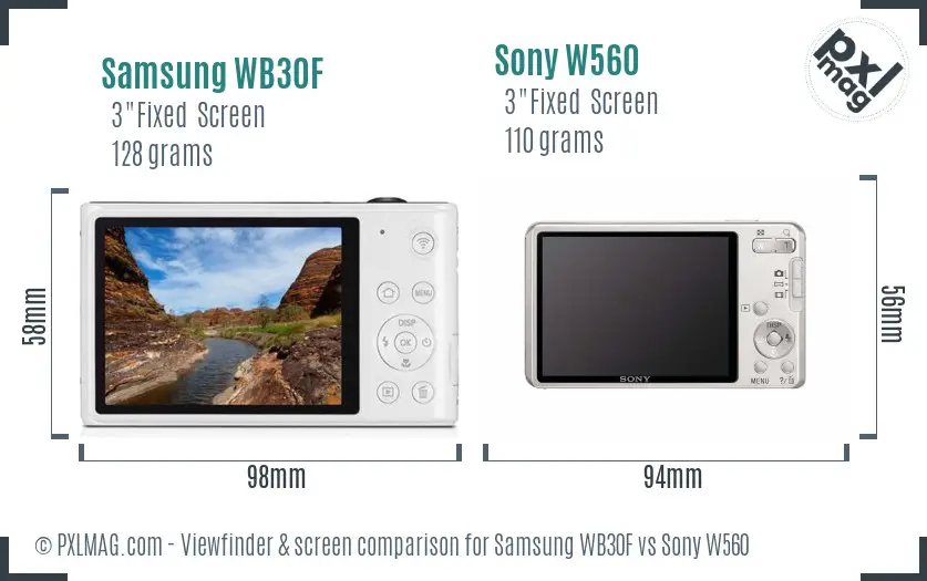 Samsung WB30F vs Sony W560 Screen and Viewfinder comparison