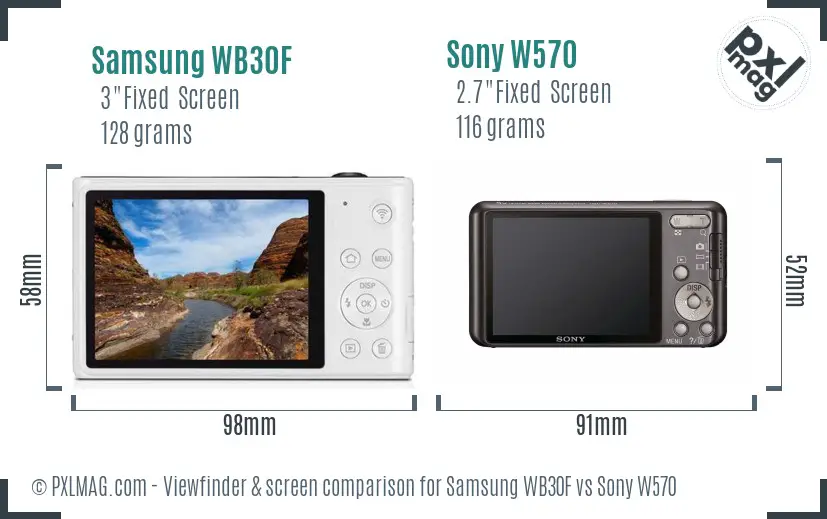 Samsung WB30F vs Sony W570 Screen and Viewfinder comparison Samsung WB30F vs Sony W570 Screen and Viewfinder comparison