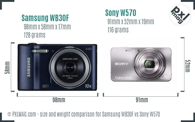 Samsung WB30F vs Sony W570 size comparison Samsung WB30F vs Sony W570 size comparison