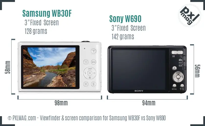 Samsung WB30F vs Sony W690 Screen and Viewfinder comparison