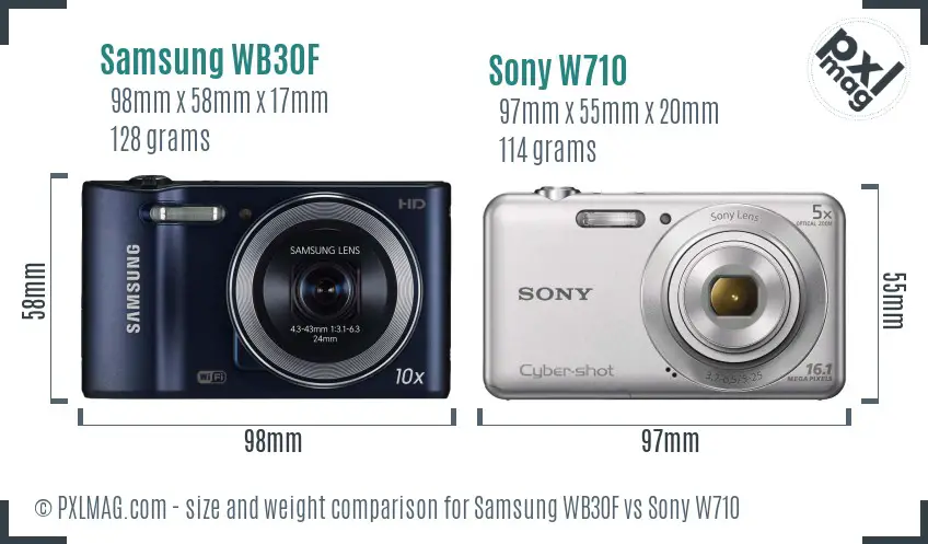 Samsung WB30F vs Sony W710 size comparison Samsung WB30F vs Sony W710 size comparison