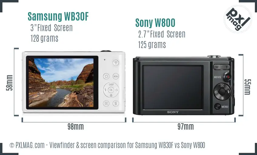 Samsung WB30F vs Sony W800 Screen and Viewfinder comparison