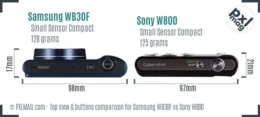 Samsung WB30F vs Sony W800 top view buttons comparison