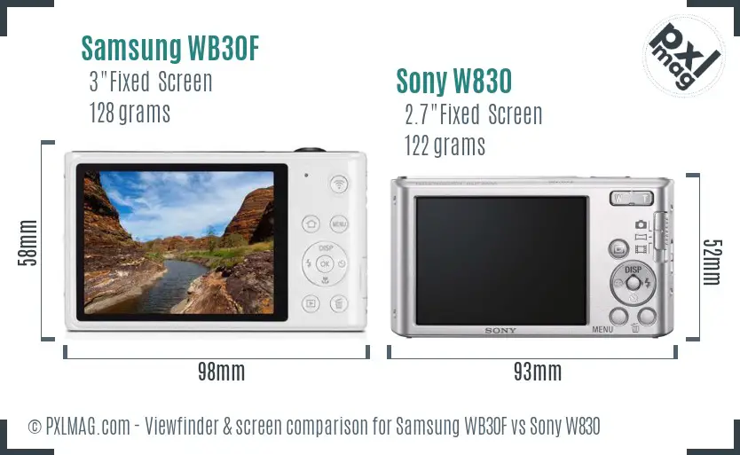 Samsung WB30F vs Sony W830 Screen and Viewfinder comparison