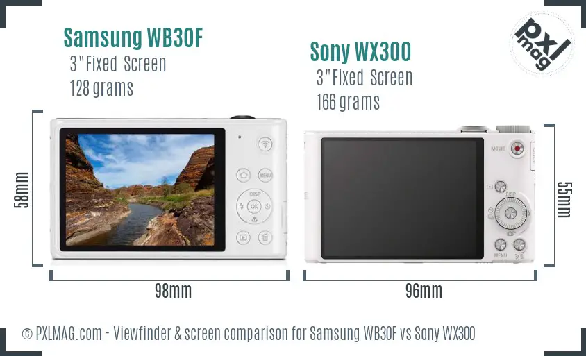 Samsung WB30F vs Sony WX300 Screen and Viewfinder comparison