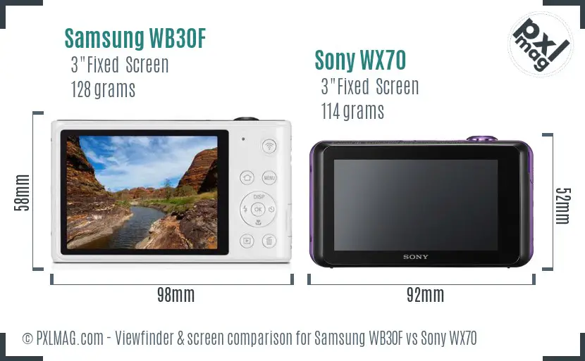 Samsung WB30F vs Sony WX70 Screen and Viewfinder comparison