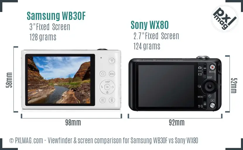 Samsung WB30F vs Sony WX80 Screen and Viewfinder comparison Samsung WB30F vs Sony WX80 Screen and Viewfinder comparison