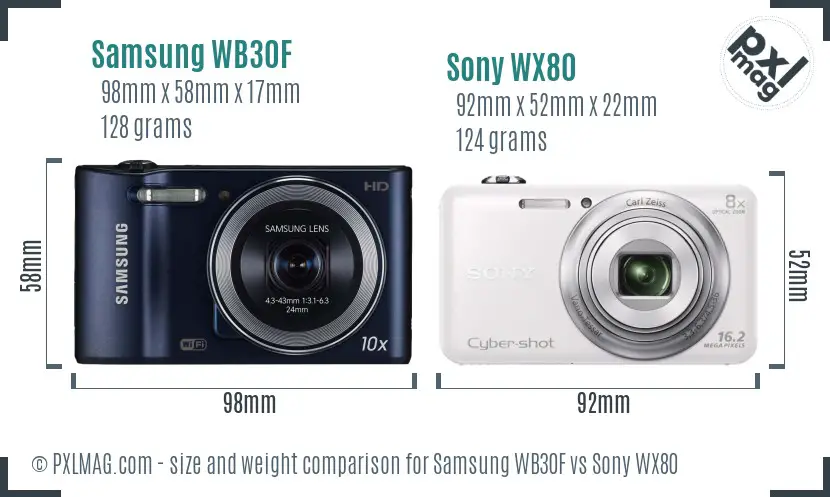 Samsung WB30F vs Sony WX80 size comparison Samsung WB30F vs Sony WX80 size comparison