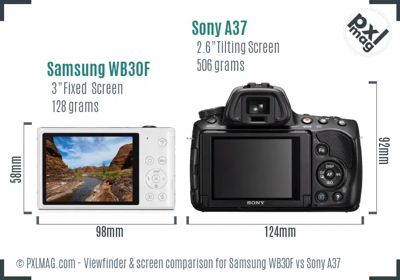 Samsung WB30F vs Sony A37 Screen and Viewfinder comparison