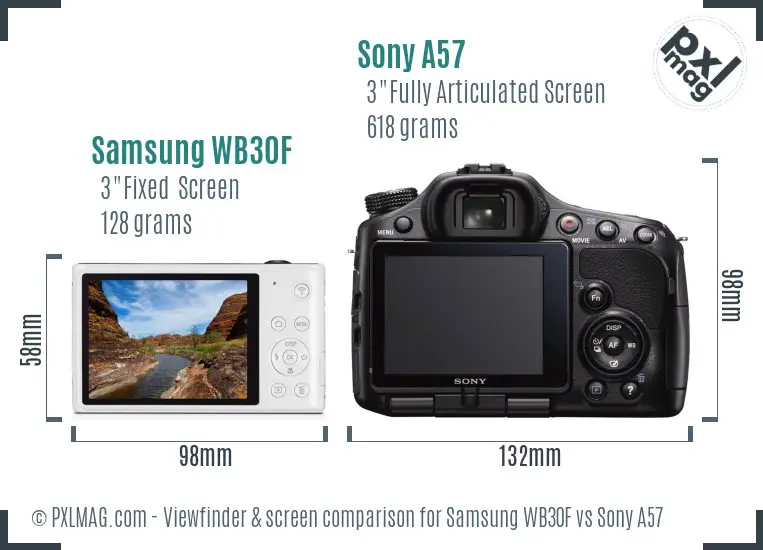 Samsung WB30F vs Sony A57 Screen and Viewfinder comparison