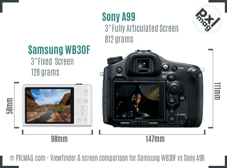 Samsung WB30F vs Sony A99 Screen and Viewfinder comparison Samsung WB30F vs Sony A99 Screen and Viewfinder comparison