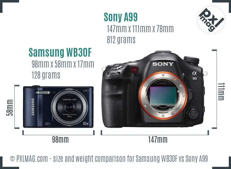 Samsung WB30F vs Sony A99 size comparison Samsung WB30F vs Sony A99 size comparison