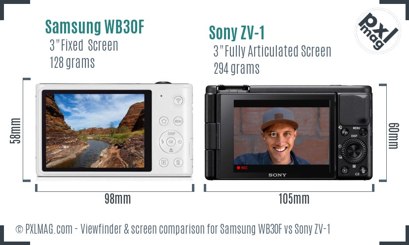Samsung WB30F vs Sony ZV-1 Screen and Viewfinder comparison Samsung WB30F vs Sony ZV-1 Screen and Viewfinder comparison