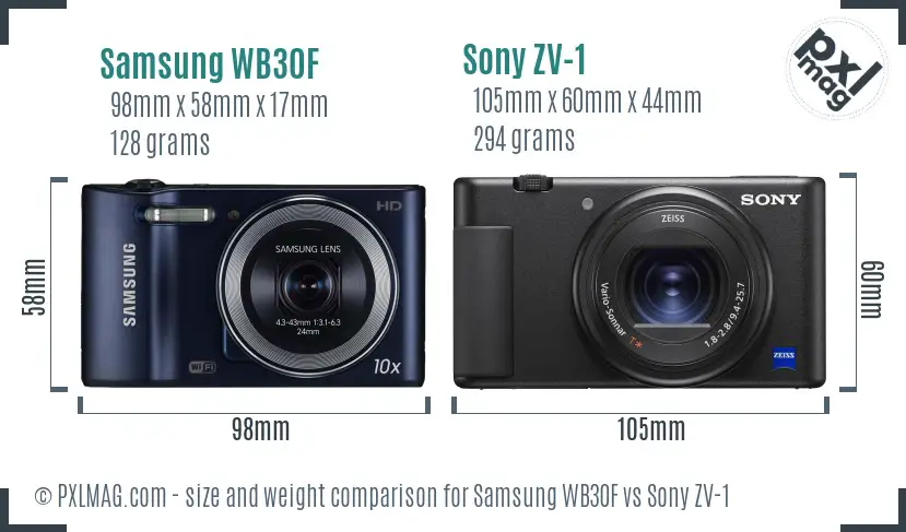 Samsung WB30F vs Sony ZV-1 size comparison Samsung WB30F vs Sony ZV-1 size comparison