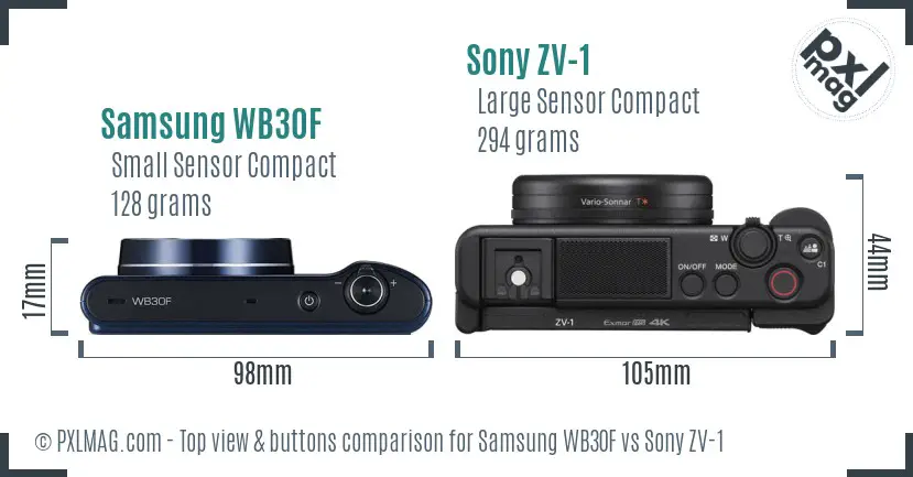 Samsung WB30F vs Sony ZV-1 top view buttons comparison Samsung WB30F vs Sony ZV-1 top view buttons comparison