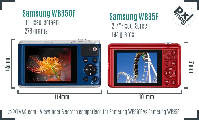 Samsung WB350F vs Samsung WB35F Screen and Viewfinder comparison