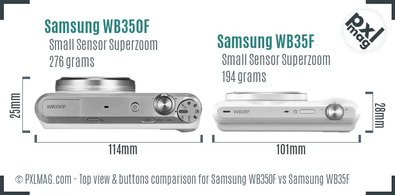 Samsung WB350F vs Samsung WB35F top view buttons comparison