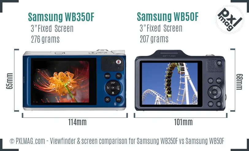 Samsung WB350F vs Samsung WB50F Screen and Viewfinder comparison
