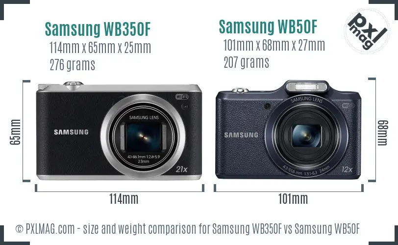 Samsung WB350F vs Samsung WB50F size comparison