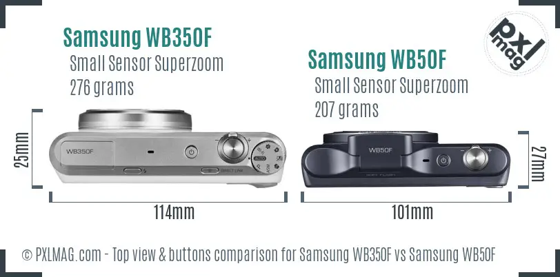 Samsung WB350F vs Samsung WB50F top view buttons comparison