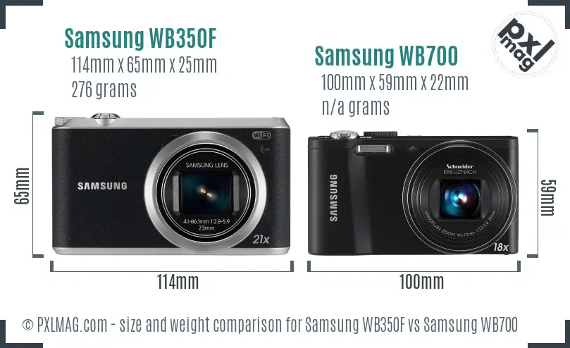 Samsung WB350F vs Samsung WB700 size comparison