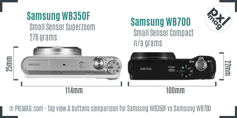 Samsung WB350F vs Samsung WB700 top view buttons comparison