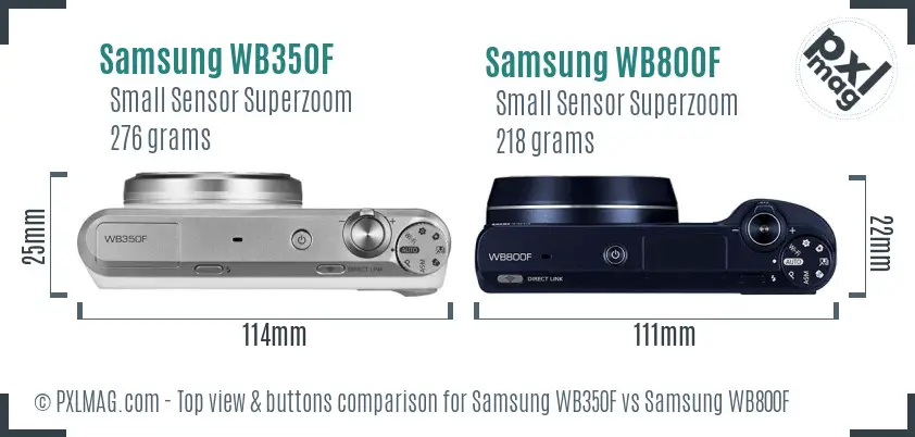 Samsung WB350F vs Samsung WB800F top view buttons comparison