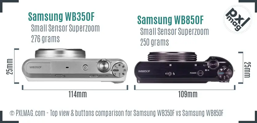 Samsung WB350F vs Samsung WB850F top view buttons comparison
