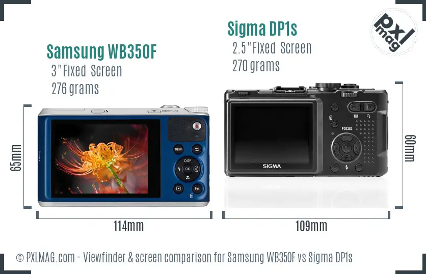 Samsung WB350F vs Sigma DP1s Screen and Viewfinder comparison