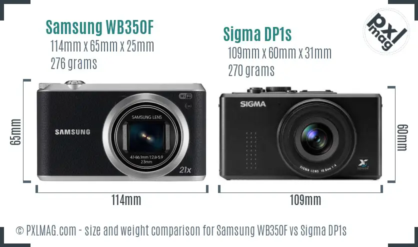 Samsung WB350F vs Sigma DP1s size comparison