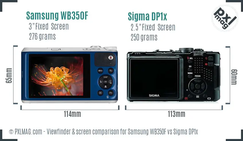 Samsung WB350F vs Sigma DP1x Screen and Viewfinder comparison