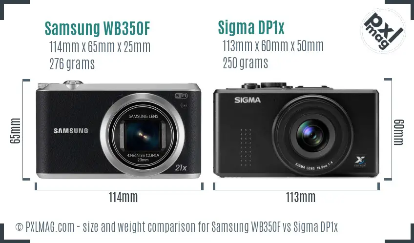 Samsung WB350F vs Sigma DP1x size comparison