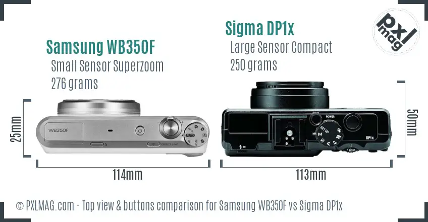 Samsung WB350F vs Sigma DP1x top view buttons comparison