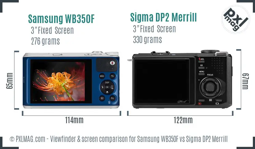 Samsung WB350F vs Sigma DP2 Merrill Screen and Viewfinder comparison