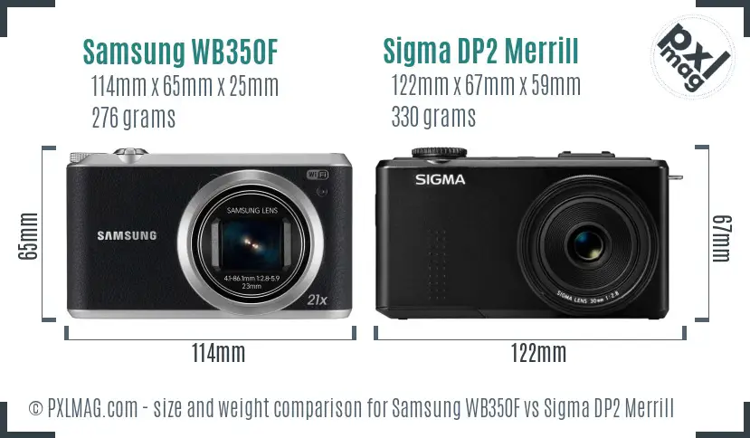 Samsung WB350F vs Sigma DP2 Merrill size comparison