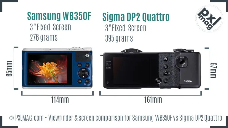 Samsung WB350F vs Sigma DP2 Quattro Screen and Viewfinder comparison