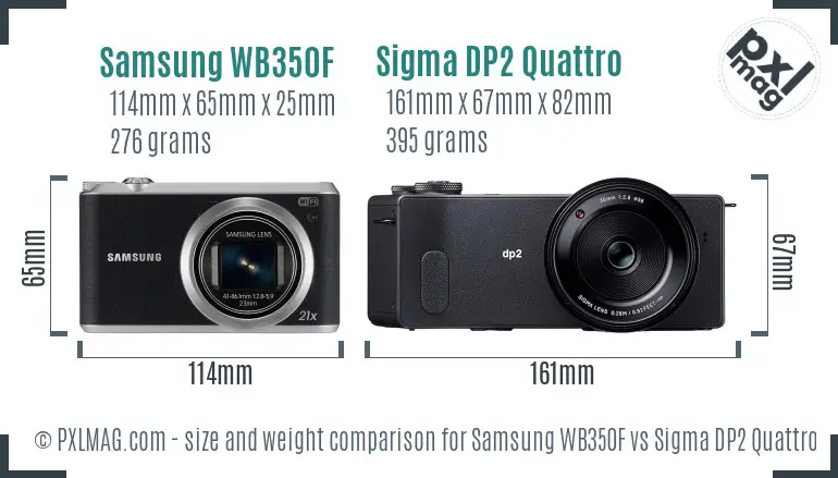 Samsung WB350F vs Sigma DP2 Quattro size comparison