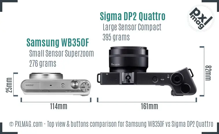 Samsung WB350F vs Sigma DP2 Quattro top view buttons comparison