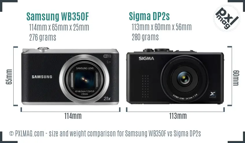 Samsung WB350F vs Sigma DP2s size comparison