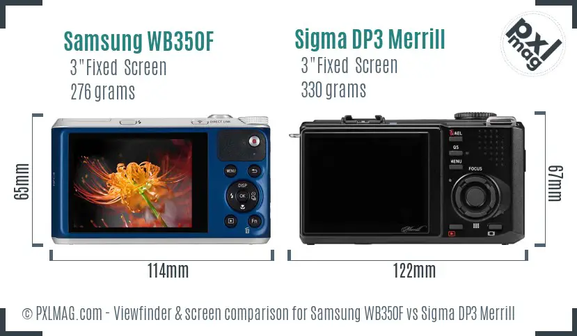 Samsung WB350F vs Sigma DP3 Merrill Screen and Viewfinder comparison