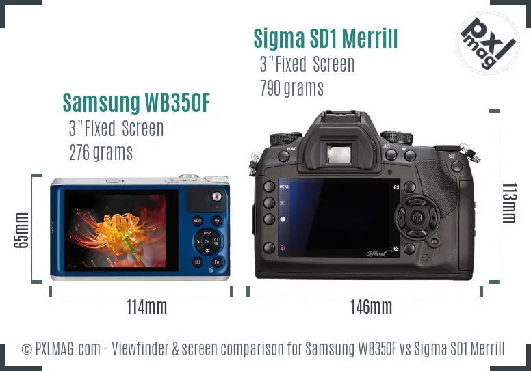 Samsung WB350F vs Sigma SD1 Merrill Screen and Viewfinder comparison