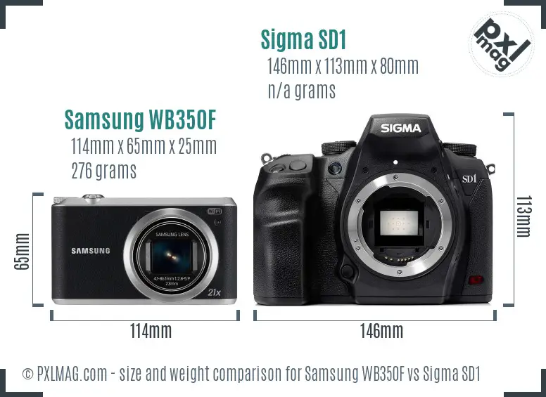 Samsung WB350F vs Sigma SD1 size comparison
