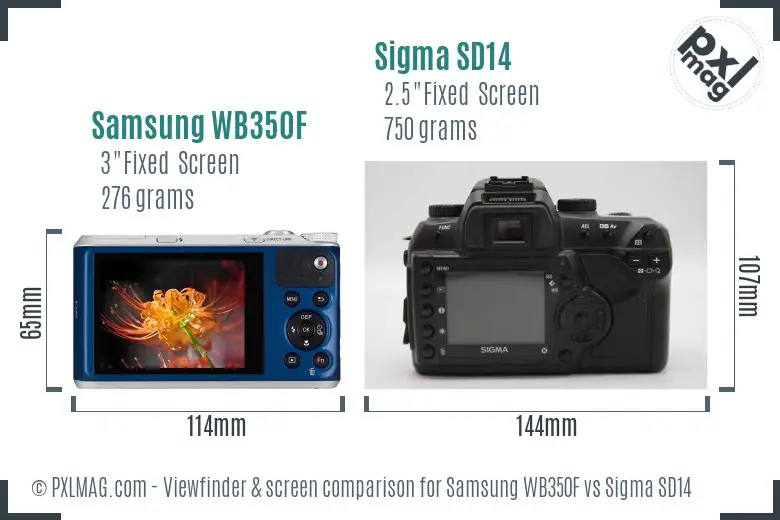 Samsung WB350F vs Sigma SD14 Screen and Viewfinder comparison