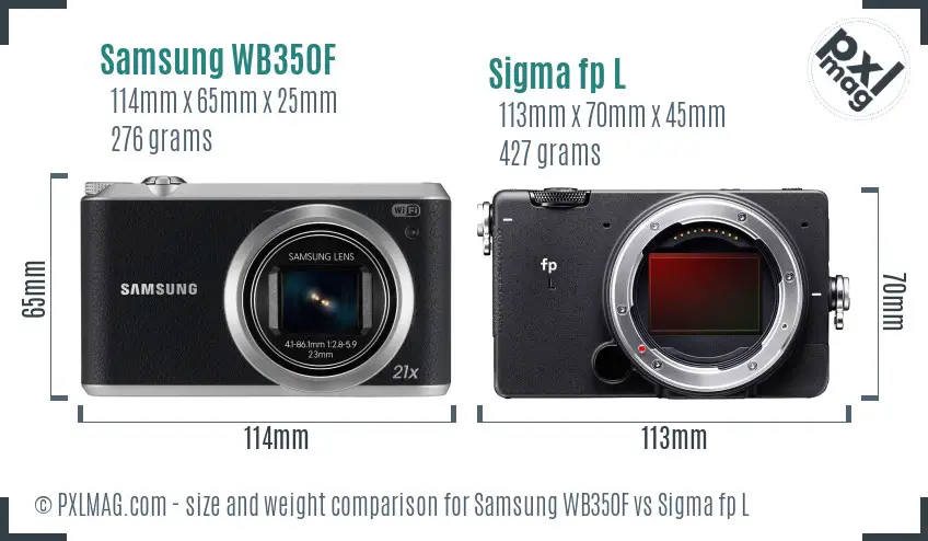 Samsung WB350F vs Sigma fp L size comparison