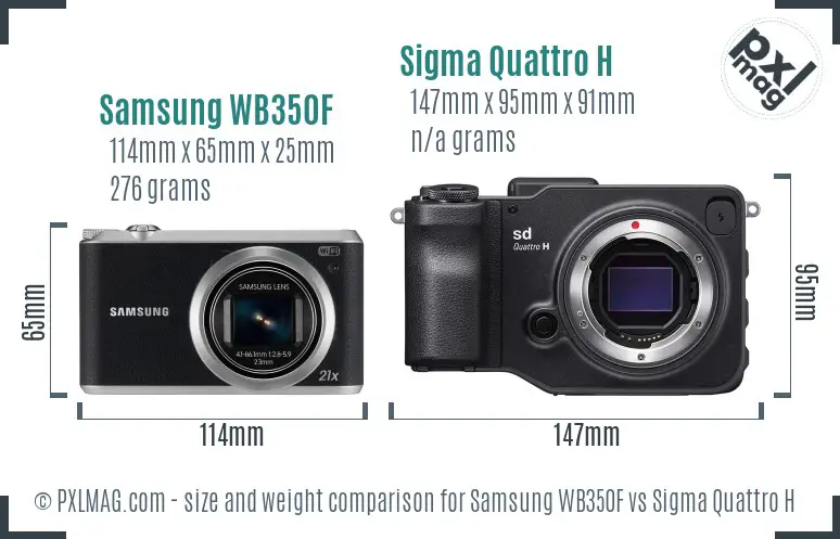 Samsung WB350F vs Sigma Quattro H size comparison