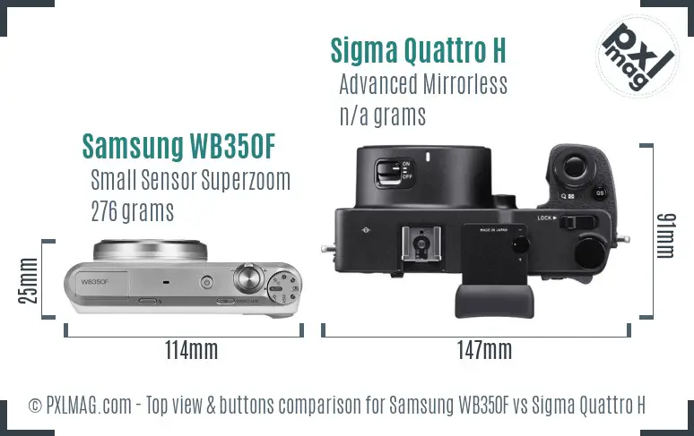 Samsung WB350F vs Sigma Quattro H top view buttons comparison