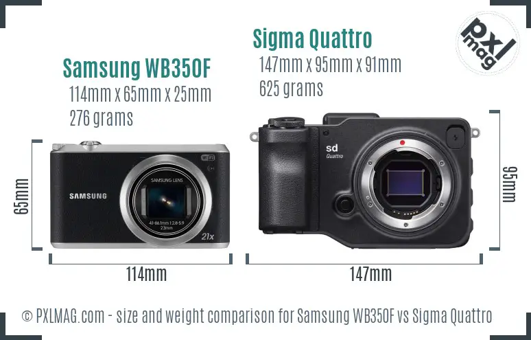 Samsung WB350F vs Sigma Quattro size comparison