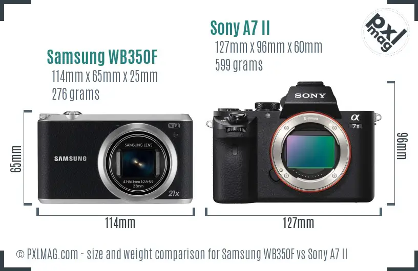 Samsung WB350F vs Sony A7 II size comparison